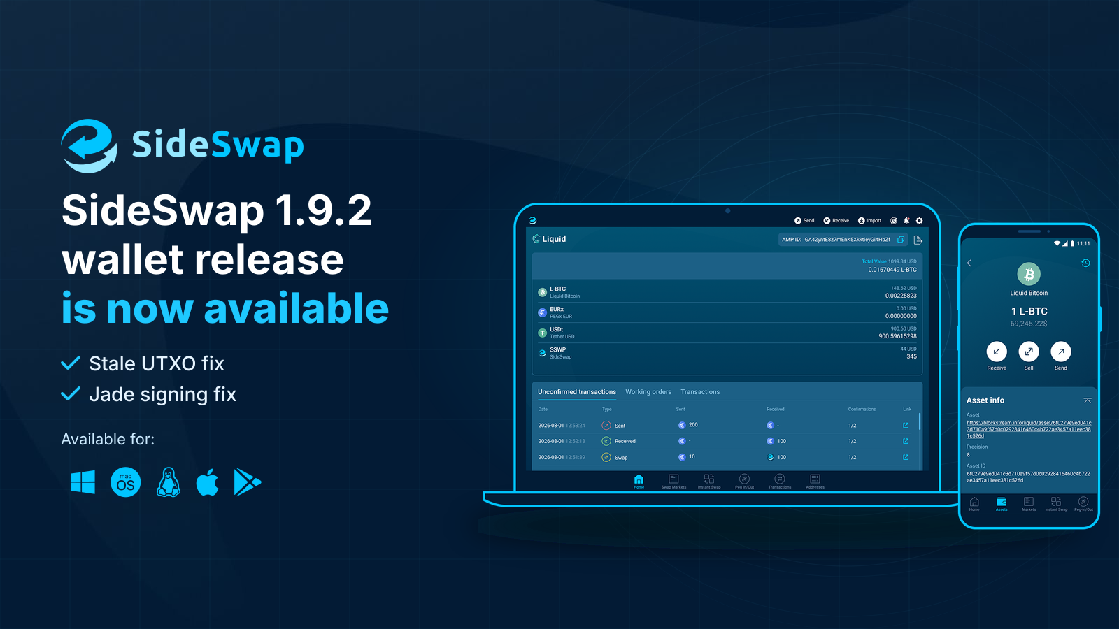 SideSwap 1.9.2 Fixes Stale UTXOs and Jade Signing